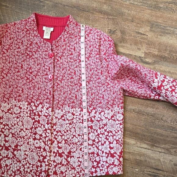 Baxter & Wells Reversible Red Floral/solid Red Quilted Cotton Jacket Women's XL - Picture 12 of 12